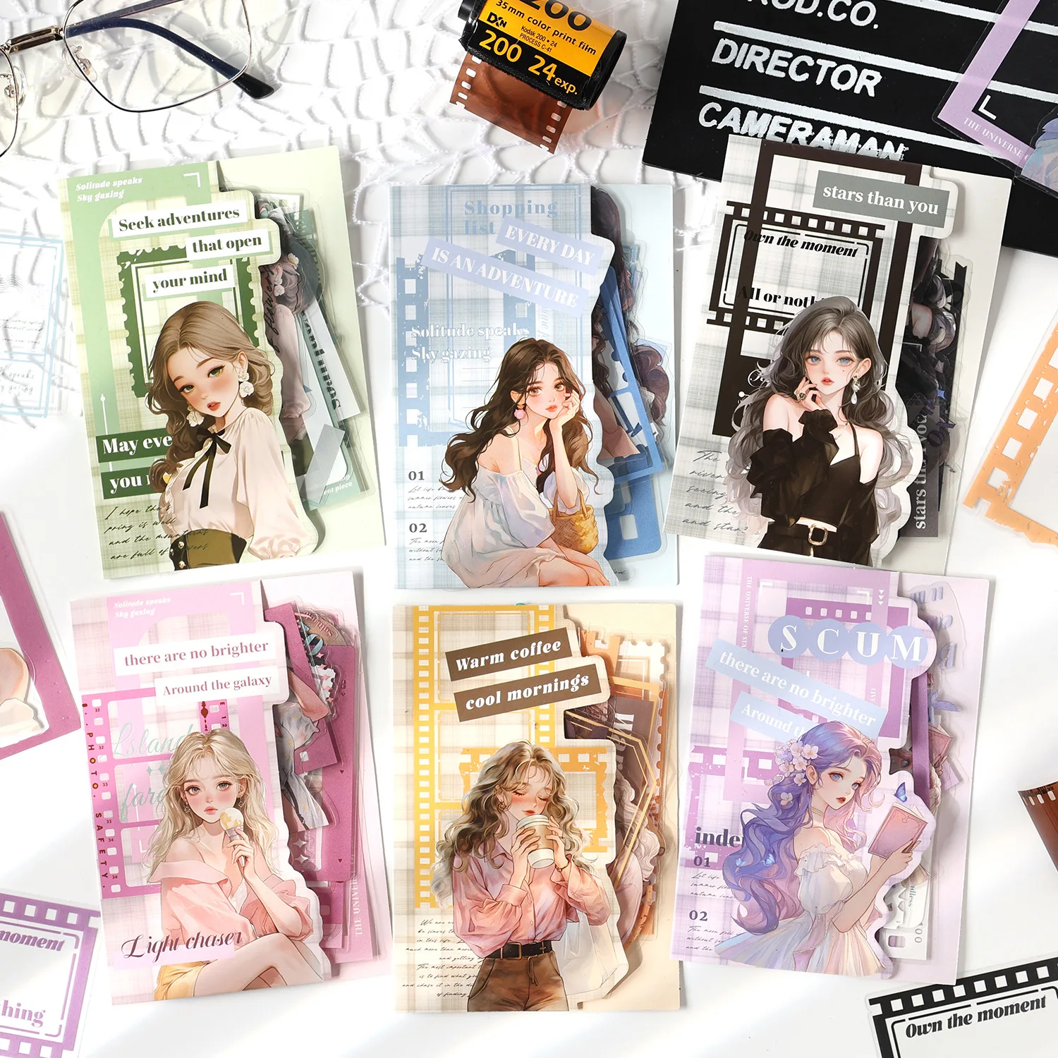 25pcs/lot Memo Pads Material Paper Film Memories Junk Journal Scrapbooking Retro Background Decoration