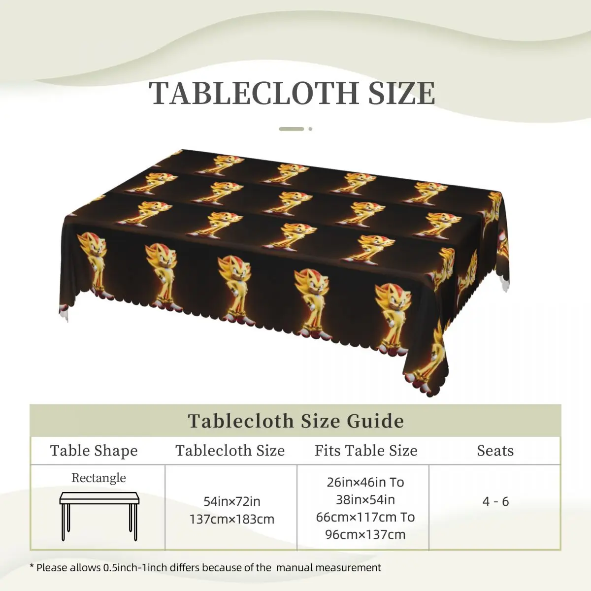 Super Shadow Customized Rectangular Tablecloth Waterproof Table Cover for Dining Events Table Cloth