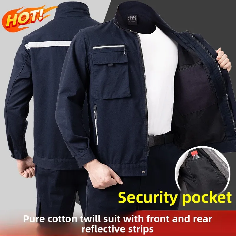 Labor Protection Clothes Twill Overalls Set Men's Dirt-resistant Wear-resistant ,Electric Welder Auto Repair Site SafetyClothing