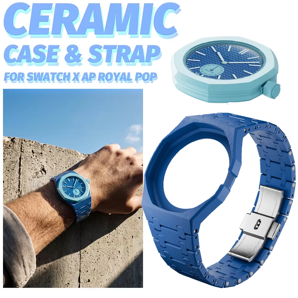 Ceramic Modification Kit for Swatch X AP Royal PO Biomaterials Watch Case + Bioceramic Strap Pocket Changer To Wristwatch