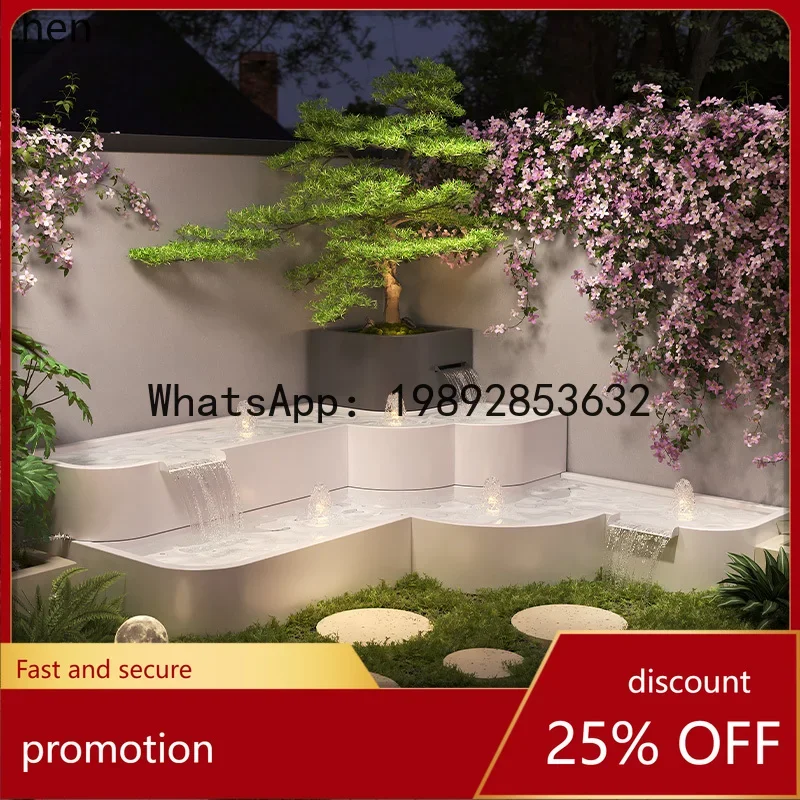 n1 Courtyard Stainless Steel Water Feature Wall Landscape Waterfall Ornament Outdoor Villa Courtyard Fountain