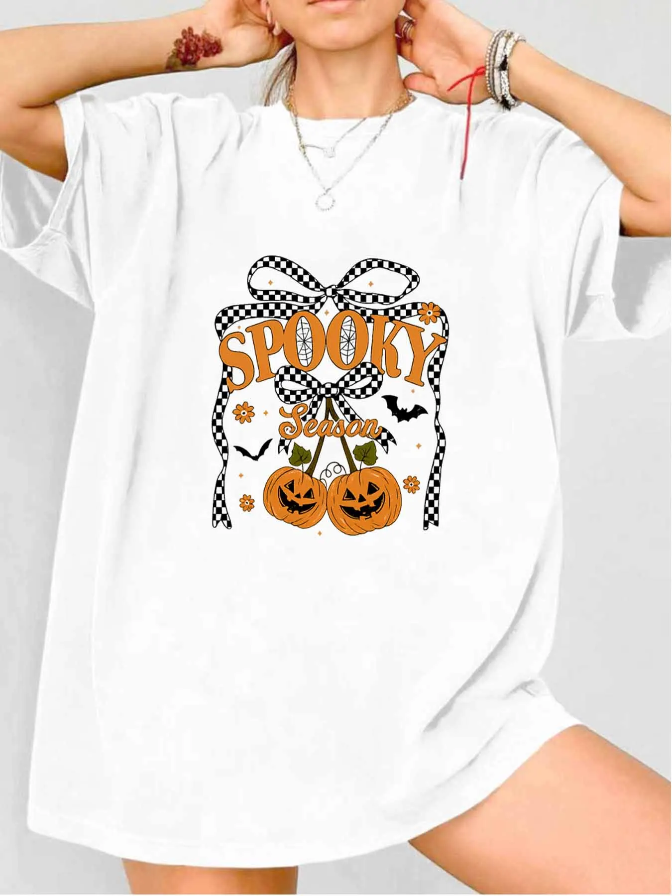 

【116201】Cartoon pattern Crew Neck Women's T-Shirt Short Sleeve Fashion Printed Half Sleeve Top Stretch T-Shirt