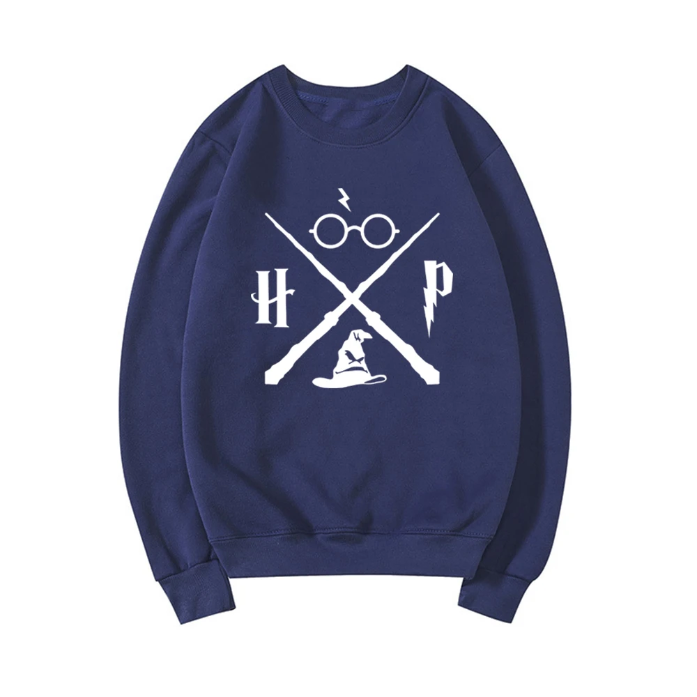 Wizard Hat Sweatshirt Wizard Wand Hoodie HP Pullovers Long Sleeve Unisex Graphic Hoodies Magic School Sweatshirts Streetwear Top