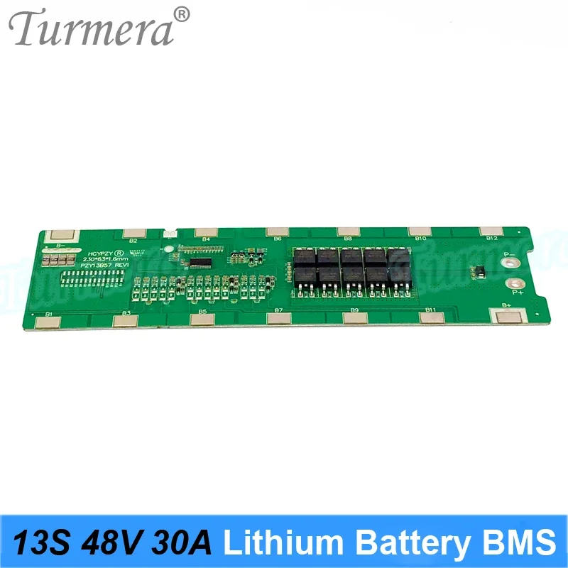 Turmera 13S 48V 30A BMS Lithium Battery Protection Board Spot Welding Directly Use in 48V 52V Electric Bike or E-scooter Battery