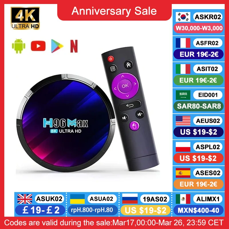 Android 13 Smart TV Box H96 Max RK3528 Quad-core WIFI6 BT 5.0 8k UHD-uitgang 100M / LAN Smart Set Top Box Streaming Mediaspeler