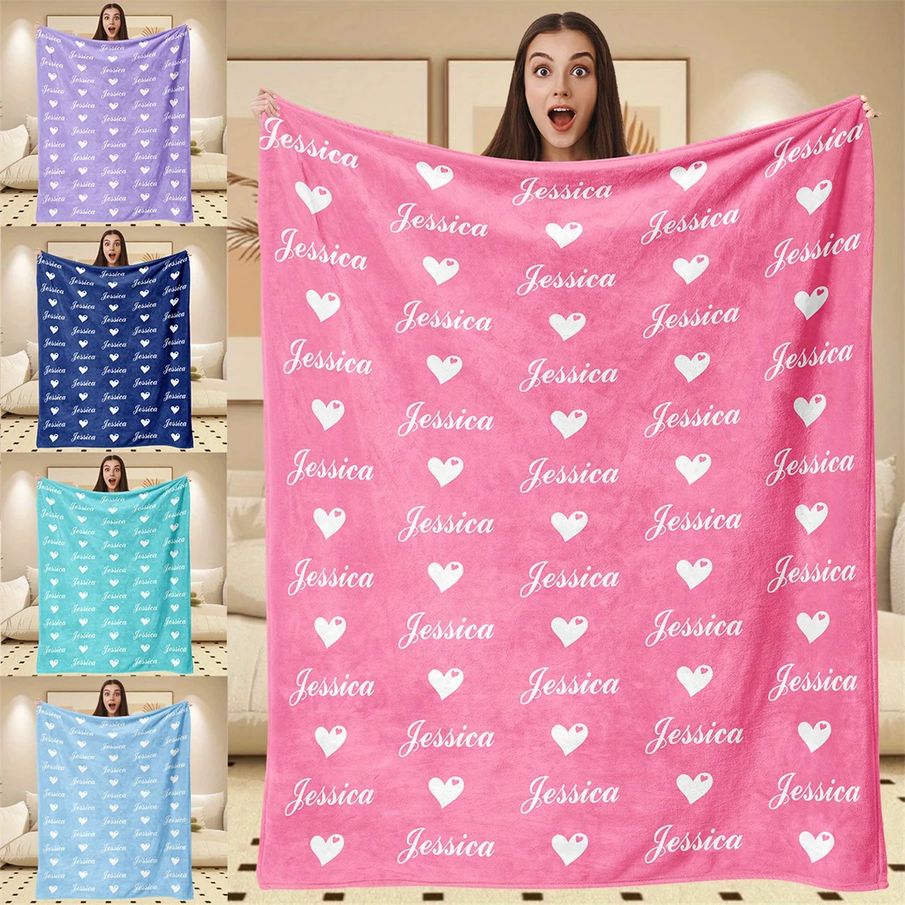 Personalized Name Custom Blanket, Vintage Flannel Blanket, Custom Gift for Couples and Family Memories, Unique Souvenir Present