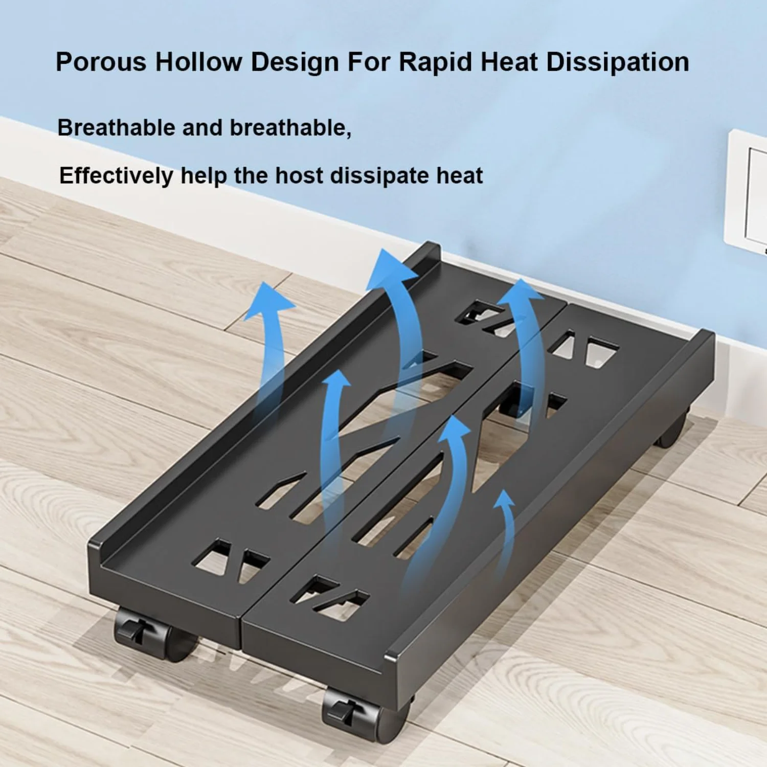 Adjustable Mobile CPU Stand, Ventilated Computer Tower Stand PC Tower Stand with 4 Caster Wheels Fits Most PC, Under Desk CPU Ho
