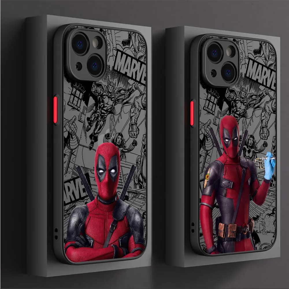 Case for iPhone 13 Mini XS Max 11 Pro 14 Plus 15 Pro Max 12 8 Plus XR X 7 SE Matte Cover Coque Coque Marvel Deadpool Luxury