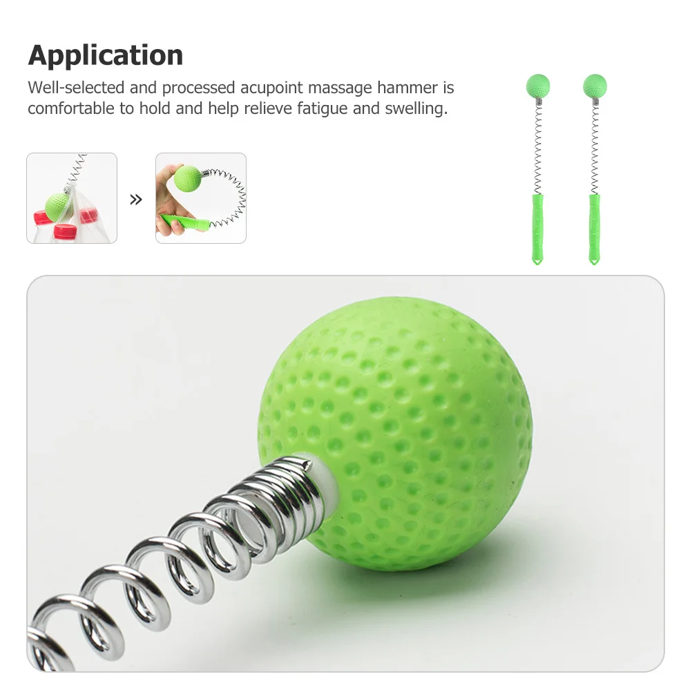 

2Pcs Back Massage Hammer Manual Beat Massagers with Spring Handle Trigger Points Therapy Ball for Home Office Travel Use