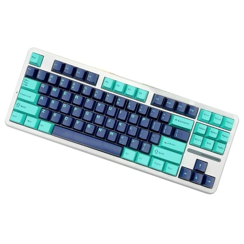 121PCS Keycaps Two-color Blue Black CherryProfile Keycap For 61 64 68 84 96 980 Mechanical Keyboard Keycaps Thick PBT