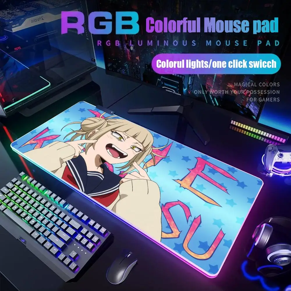 

Cute Himiko Toga Mouse Pad Gamer Rgb Desk Mat Back Light Led Mousepad Setup Gaming Accessories Deskmat Big Mousepad Backlight
