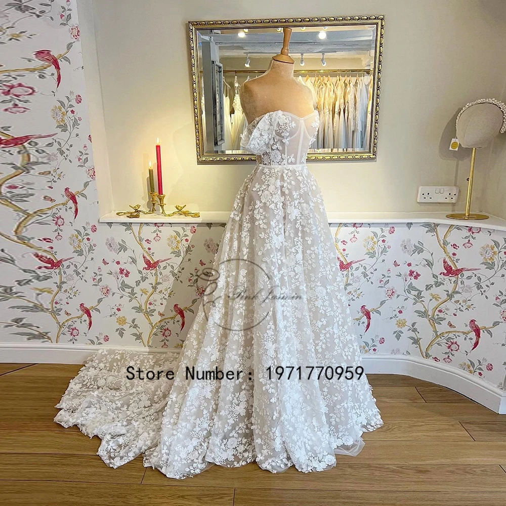 

Boat Neck Gorgeous Applique Wedding Dresses For Women 2023 New Elegant Off Shoulder Court Train With Soft Lace Robe De Mariée