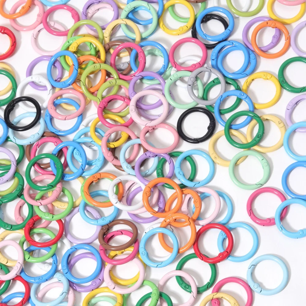 

10pcs/lot Colorful Spring Clasps Openable Round Carabiner Keychain Bag Clips Hook Dog Chain Buckles Connector For DIY Jewelry