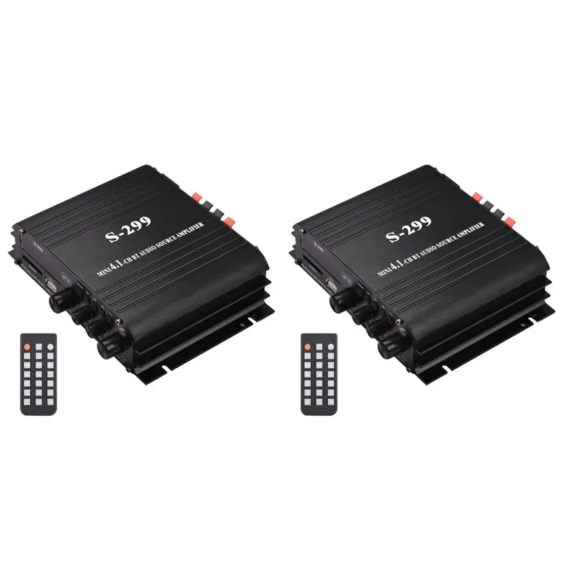 

【NEW 2026】2X S-299 Mini 4.1 Audio Stereo Power Amplifier BT Portable Car And Home Dual-Use 4X40W Remote Audio Amplifier EU Plug