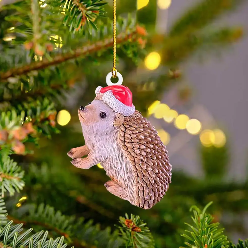

Delicate Christmas Pendant Multiple Styles Hedgehog Pendant with Hat Tree Hanging Rabbit Hedgehog Pendant Create Atmosphere