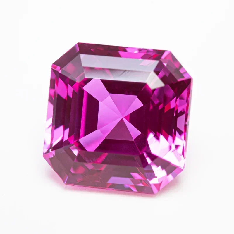 New Lab Grown Sapphire Square Asscher Cut Hot Pink Color VVS1 DIY for Jewelry Making Materials Selectable AGL Certificate