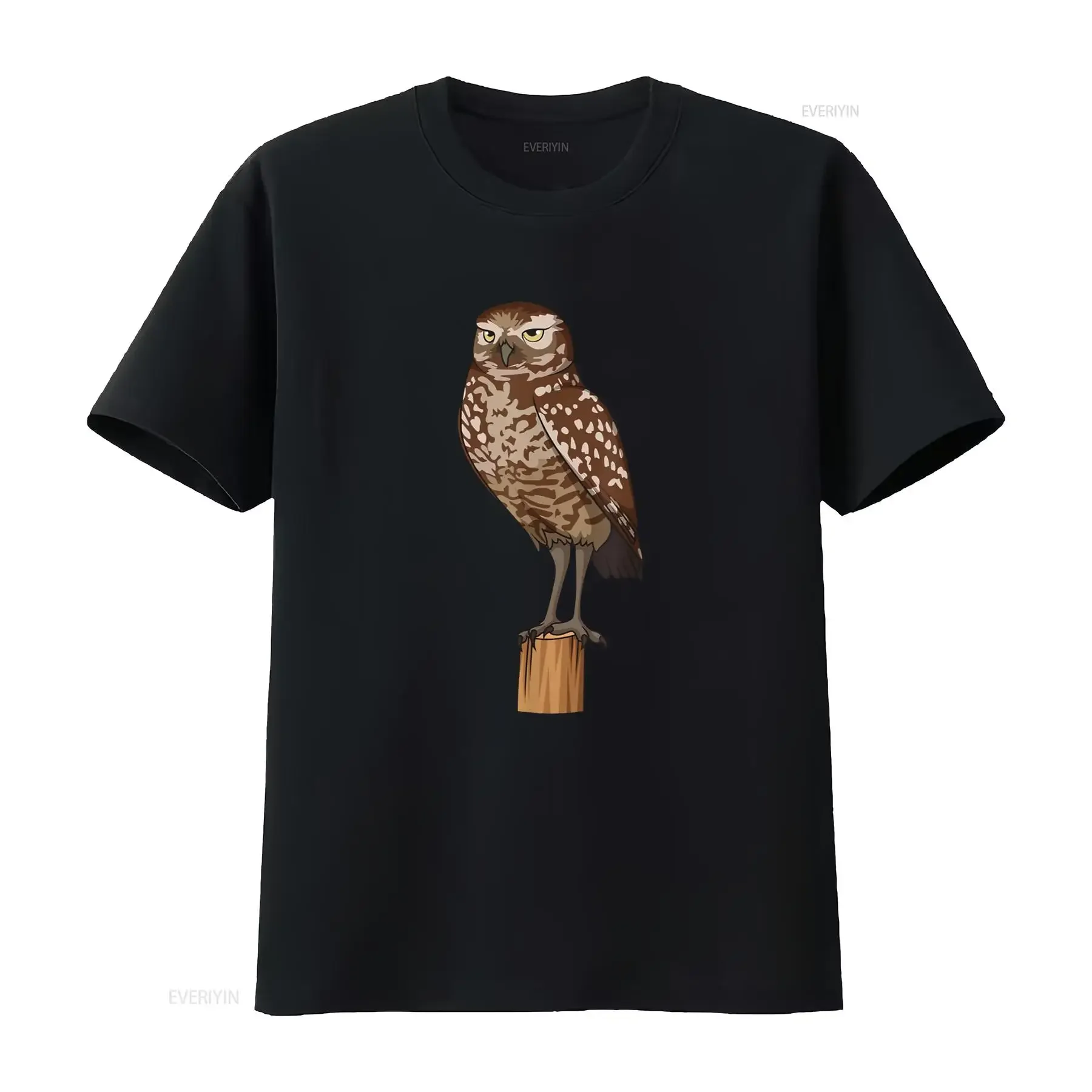 نتوء البومة على فرع شجرة واقعية تي شيرت خمر غسلها موضة عادية لينة للجنسين تنوعا تنفس قليلا