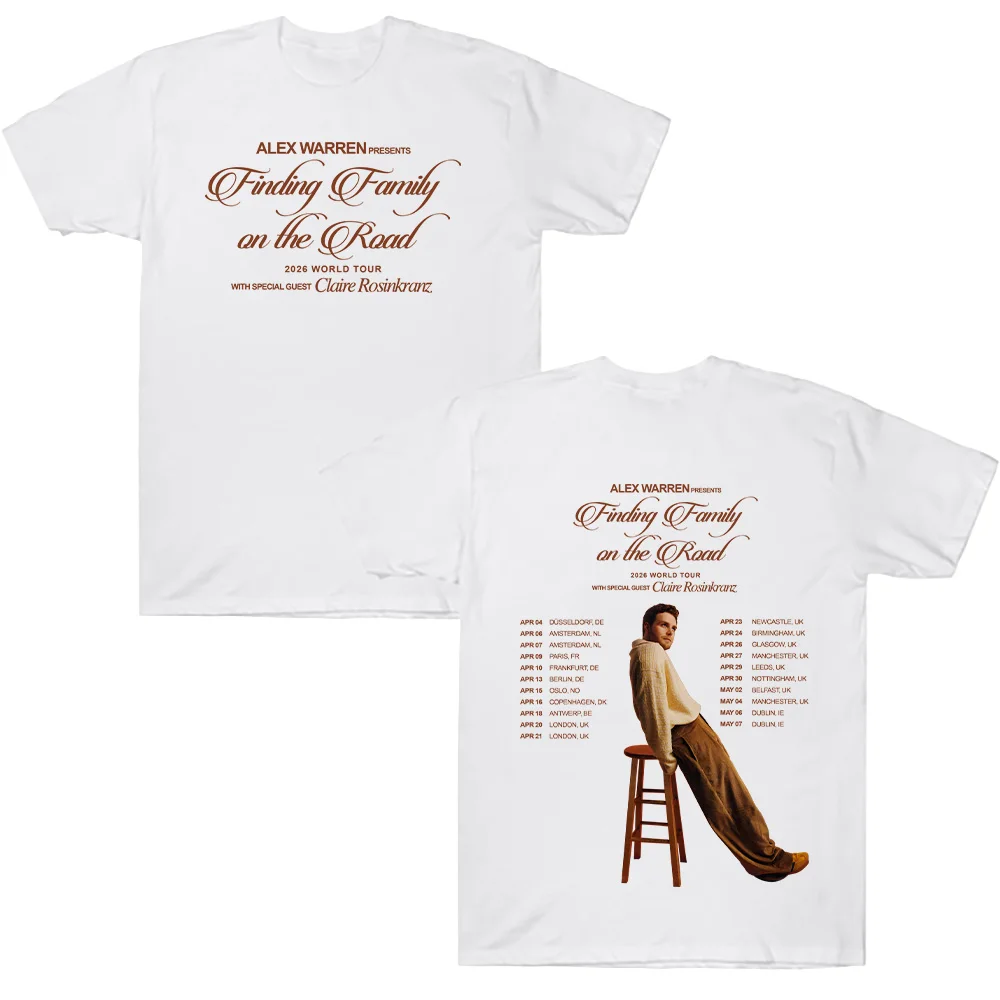 Alex Warren Finding Family on The Road T-shirts Concert Europe Tour T Shirt Men Women Hip Hop Short Sleeve Loose Cotton Top