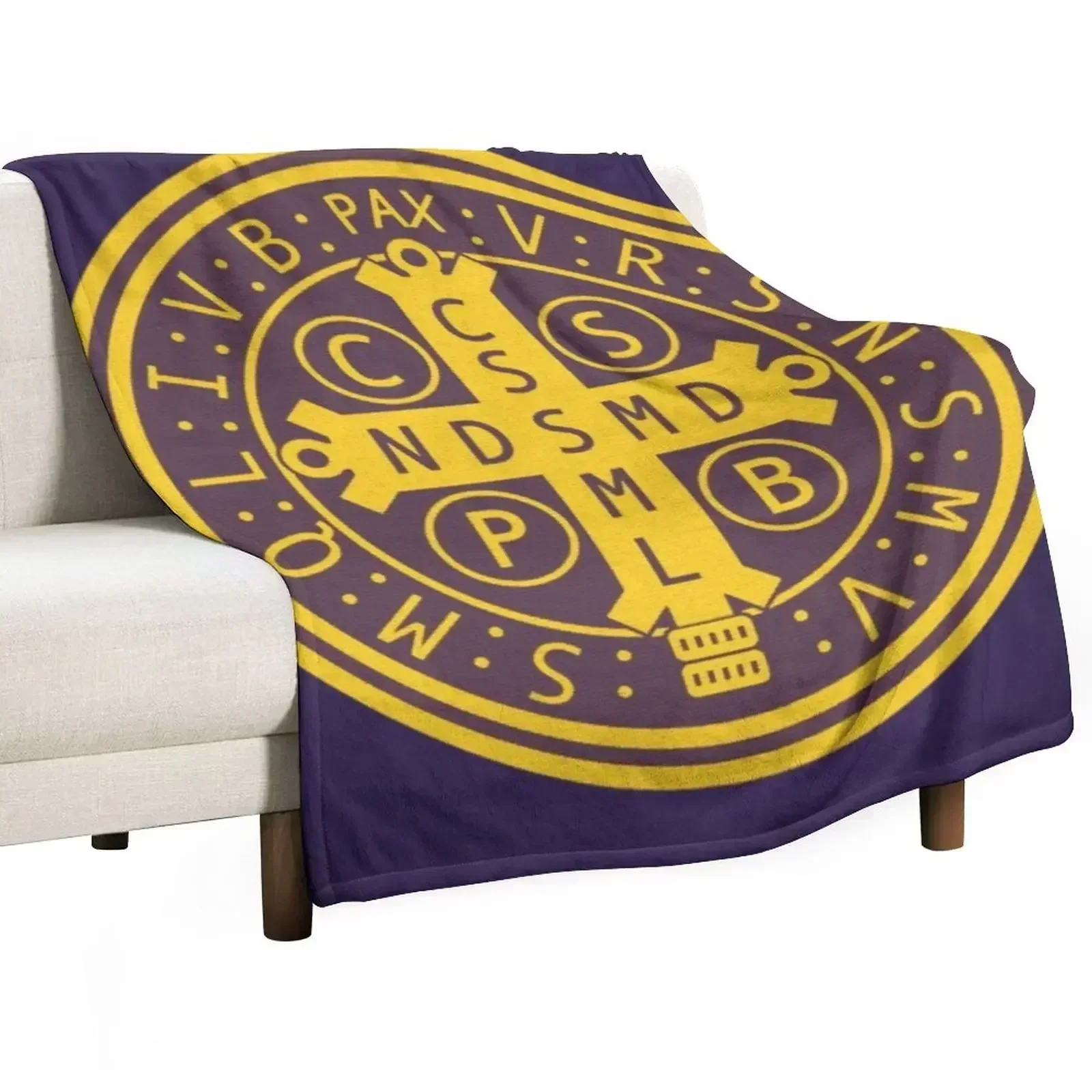 Saint Benedict Medal Throw Blanket Furrys Blankets For Baby Decoratives decorative Personalized Gift Decorative Sofas Blankets