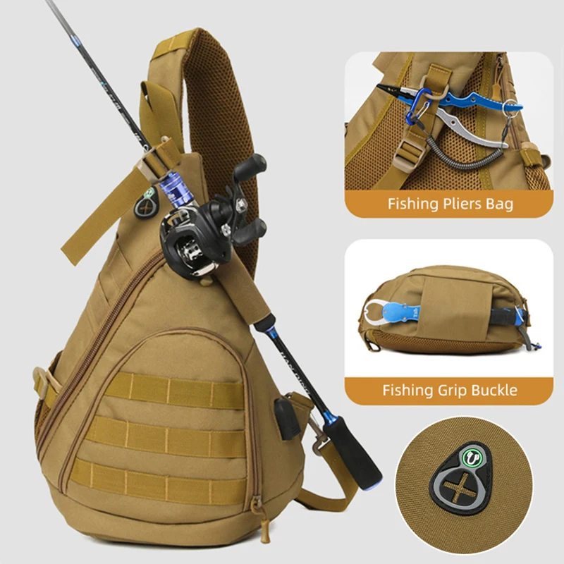 Tactical Chest Bag Outdoor Sports Fishing Lure Bag Men Travel Climbing Camping Camouflage Shoulder Bag Lightweight Portable Bags