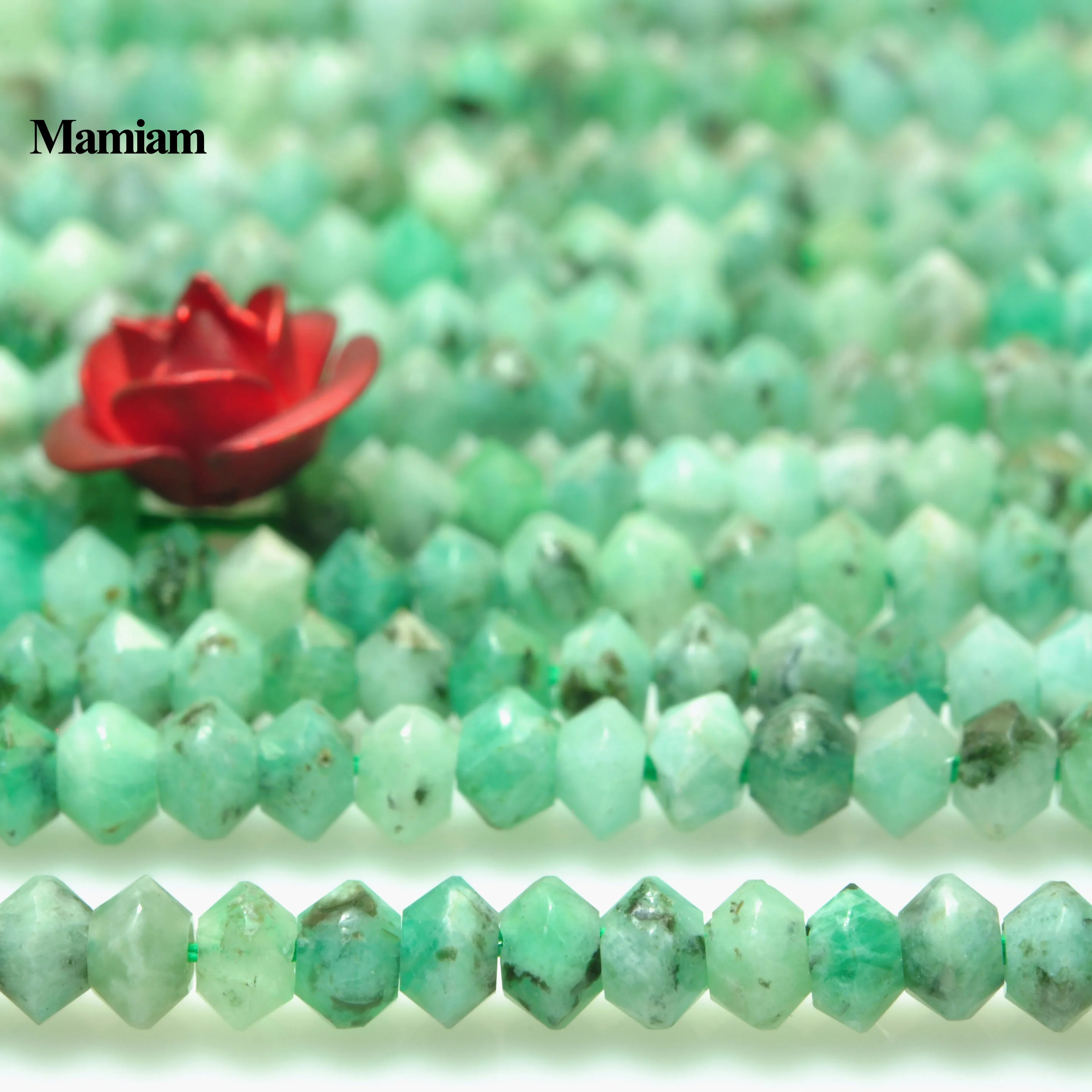 

Mamiam Natural Emerald Faceted Rondelle Tiny Beads 2x3mm Smooth Loose Stone Diy Bracelet Necklace Jewelry Making Gift Design