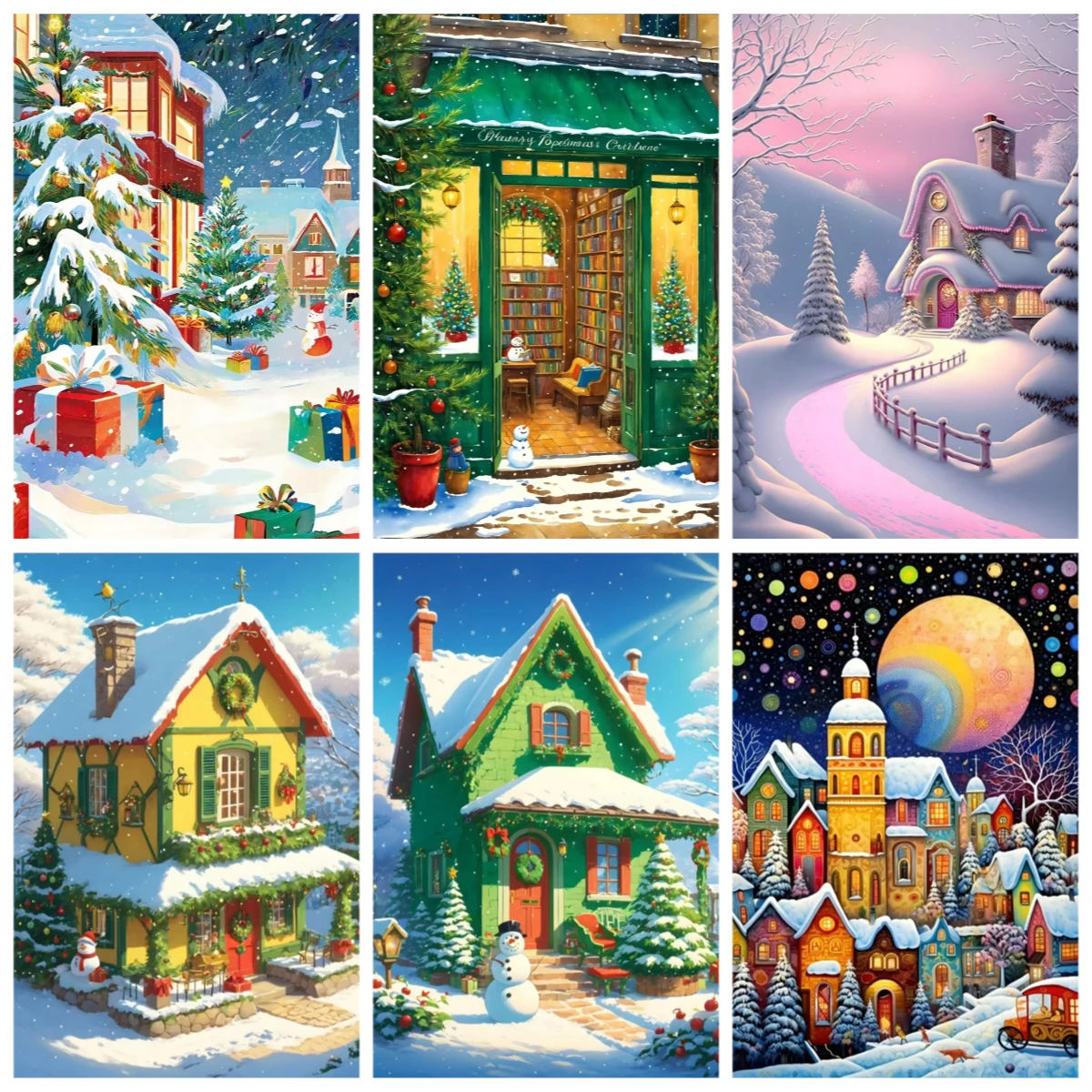 Christmas Winter Festival Art DIY Digital Oil Painting Family Friends Party Hand-painted Home Wall Decoration Gift