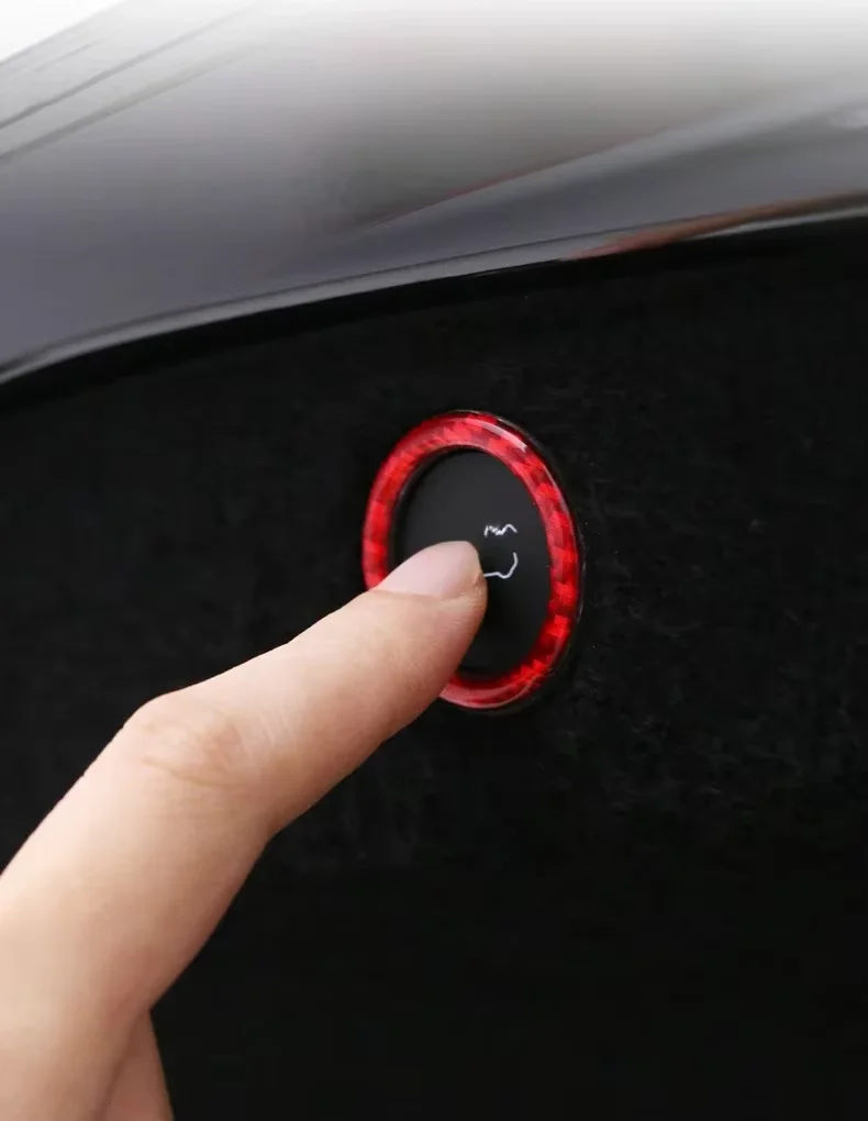 Für Tesla 2019- Model 3 Highland 2024 Model Y Juniper Carbon-Faser Heckklappen-Schalter-Verkleidung Aufkleber Auto-Innenausstattung Zubehör – Detail 1