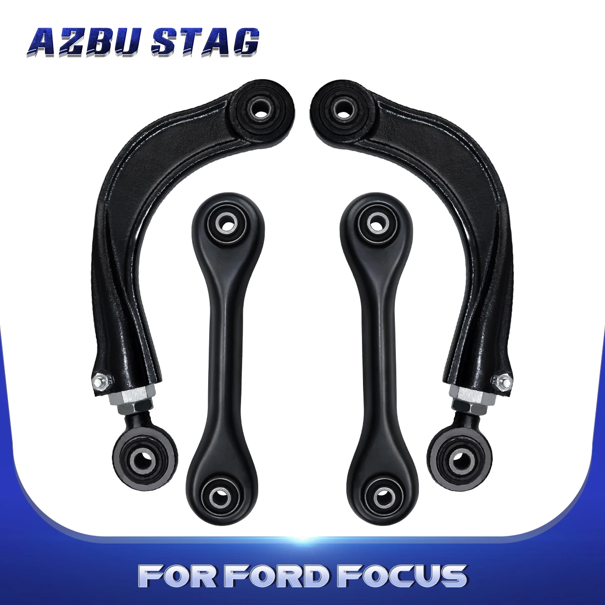 AzbuStag 4Pcs Rear Upper Lower Forward Control Arm Suspension for FORD FOCUS C-MXA MAZDA 3 5 VOLVO C30 C70 S40 V50 2000-2018