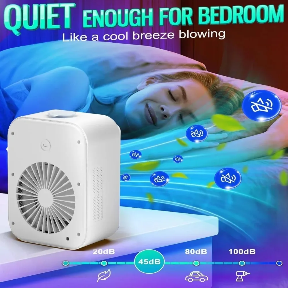 White Portable Air Cooler Small Mini Air Conditioner 3 In 1 Dual Mist Setting Strong Wind Speed Portable AC For Room Living Room