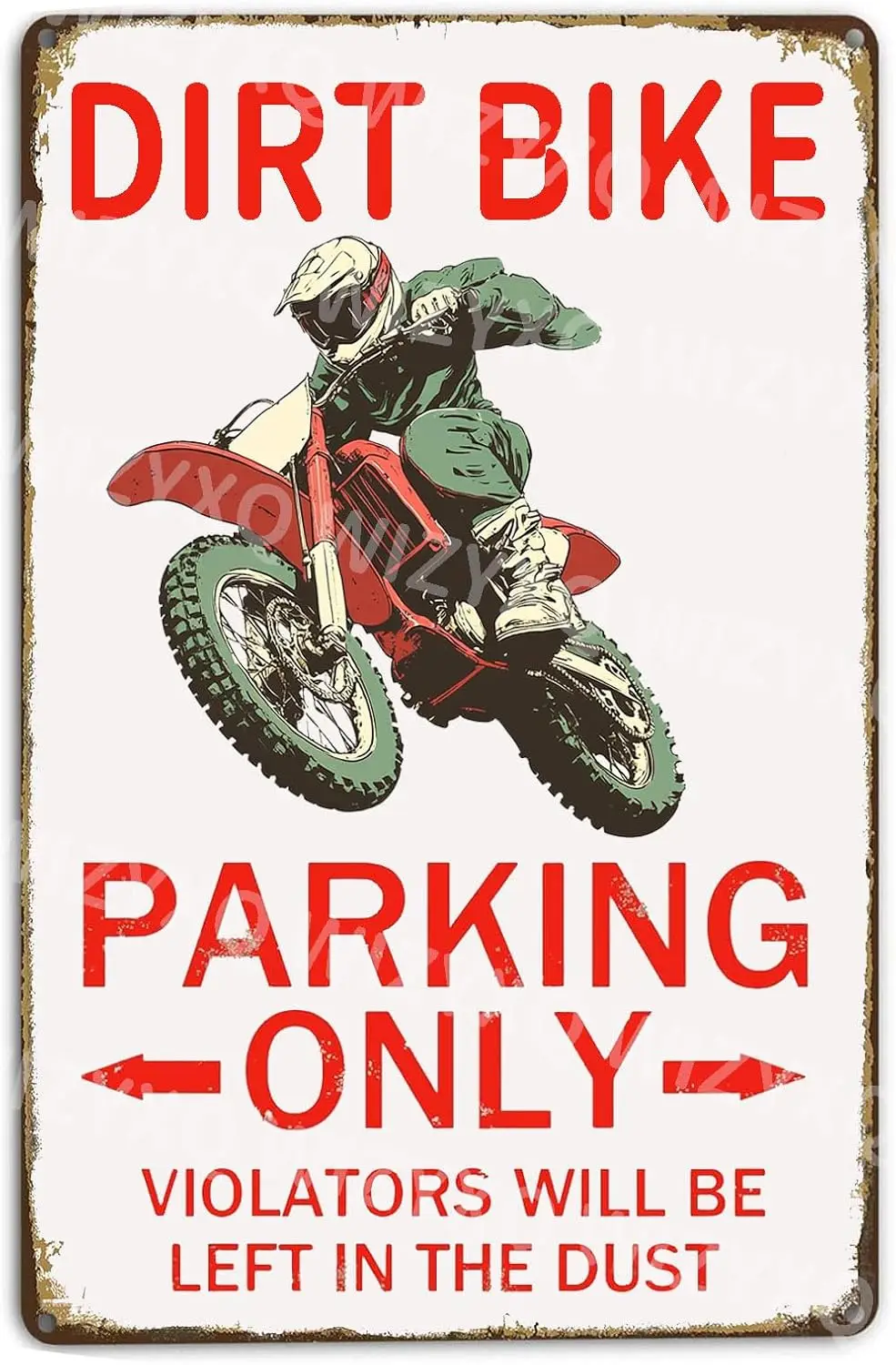 Dirt Bike Parking Only Violators Will Be Left In Dust Motorcross Tin Signs for Boys Metal Sign for Home Garage Bedroom 12×8