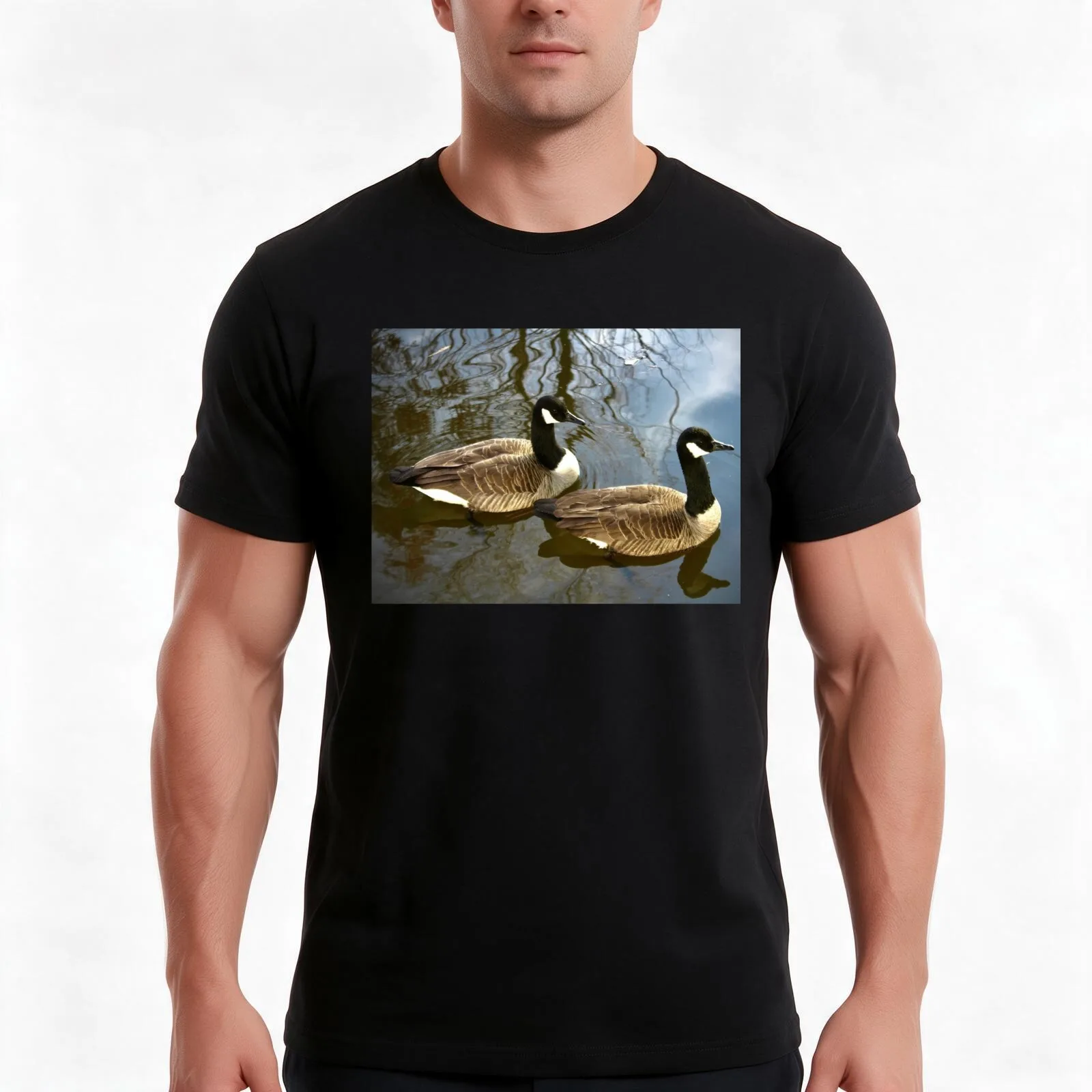 Geese T-Shirt, Summer Casual Cotton Tee, Oversized Streetwear Tops, Vintage Graphic Print, Loose Fit Short Sleeve, 100% Cotton