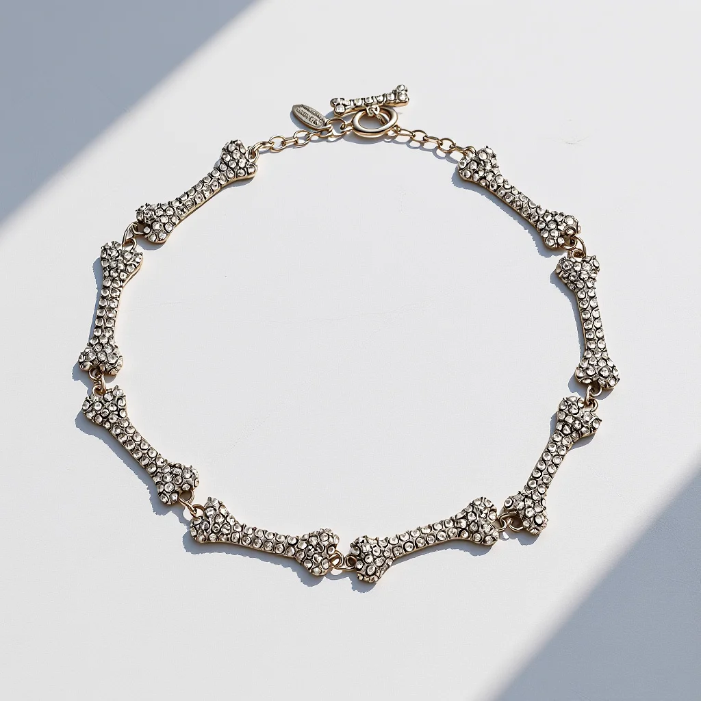 

Rhinestones Copper Bone Necklace Halloween Clavicle Chain Elegant Jewelry Gift Bone Necklace Halloween Clavicle Chain