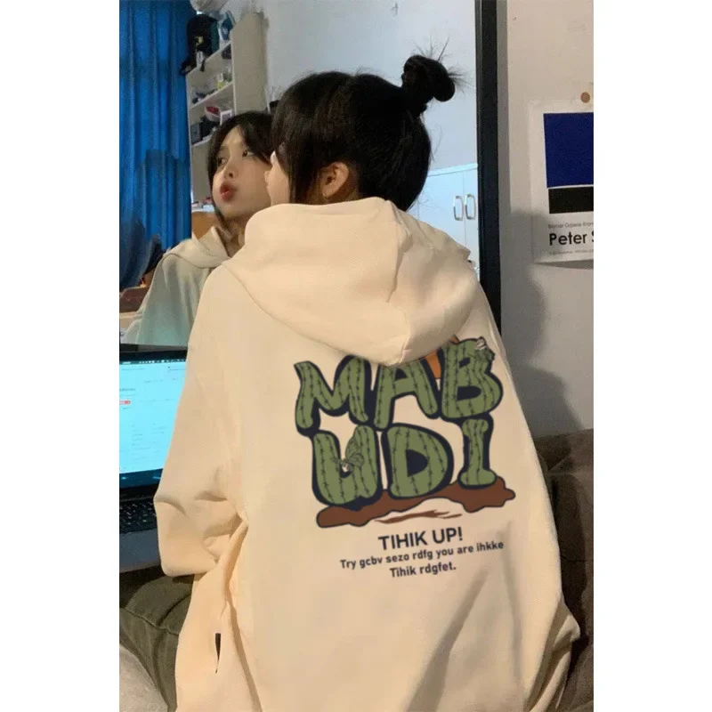 VIPOL Y2K Streetwear Print Hoodie Women Harajuku Oversized Sweatshirt Vintage Korean Fashion Fleece Thick Casual Pullovers Tops