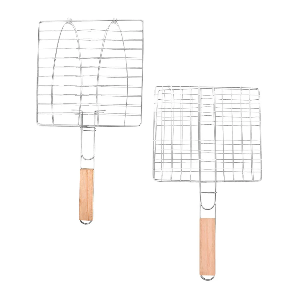 

2pcs Grilled Fish Bbq Nets Picnic Grill Vegetables Nets Folding Grill Mesh Clamp Lightweight Portable Barbecue Tools Outdoor
