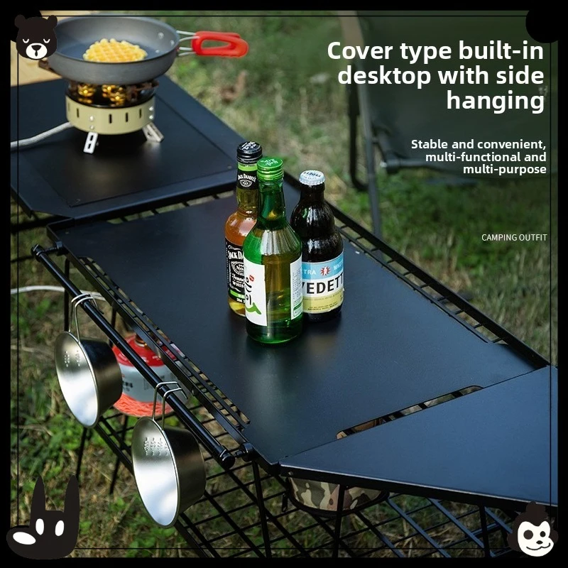 Portable Foldable Grid Table Lightweight Car Mounted Outdoor Camping Picnic BBQ Table