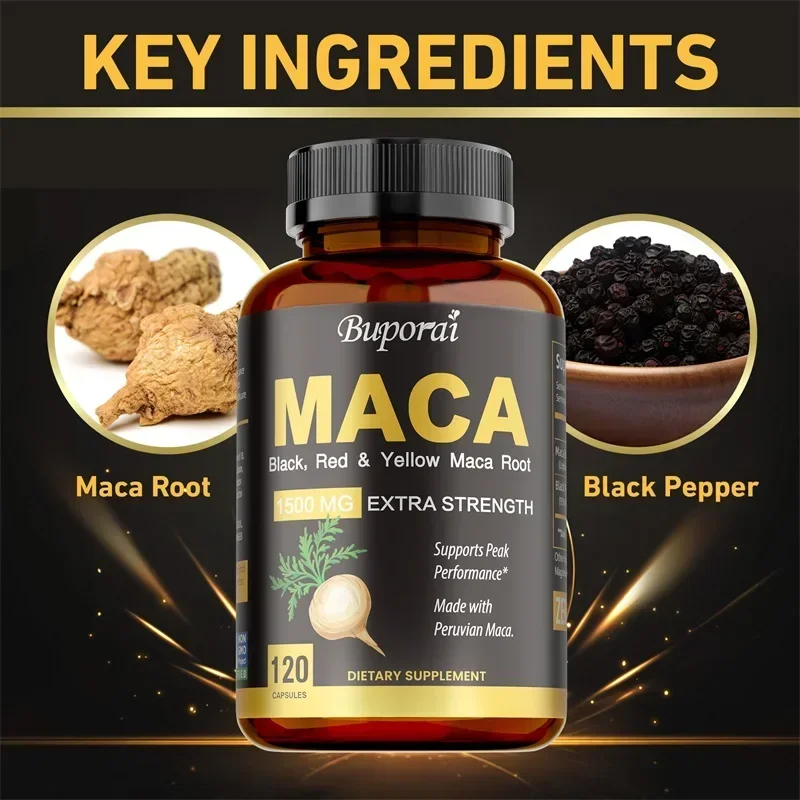 Maca Capsules - Increases Energy, Endurance, Strength, Vitality, Performance and FocusSupplement