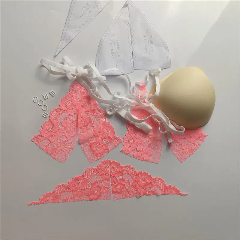 2023 Handmade Underwear Set With Elastic Lace And lace Fabric Shoulder Buckle Cup Cover Yarn Handmade DIY