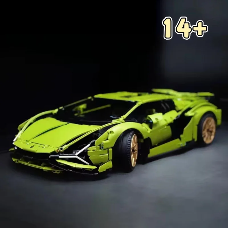 

3696 деталей, зеленый суперкар, игрушка для украшения дома, для взрослых, настольное украшение на день рождения, подарок, совместимый с набором 42115