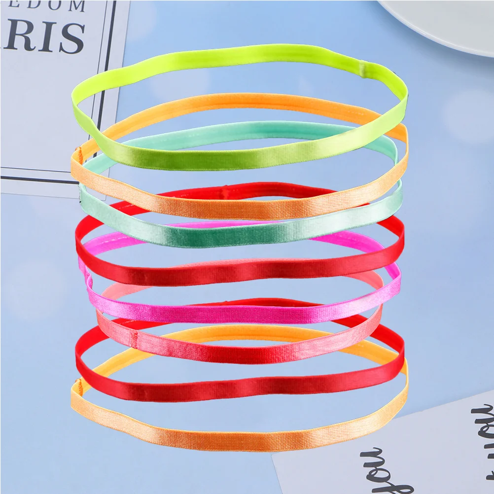 

8PCS Elastic Yoga Headbands Fitness Hair Hoops Sports Headwraps Candy Color Hair Bands (Assorted Color)