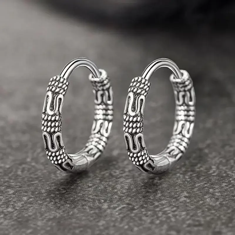 Vintage Simple Small Hoop Earrings Stainless Steel Hypoallergenic Earrings for Men Women Cool Indian Boho Jewelry