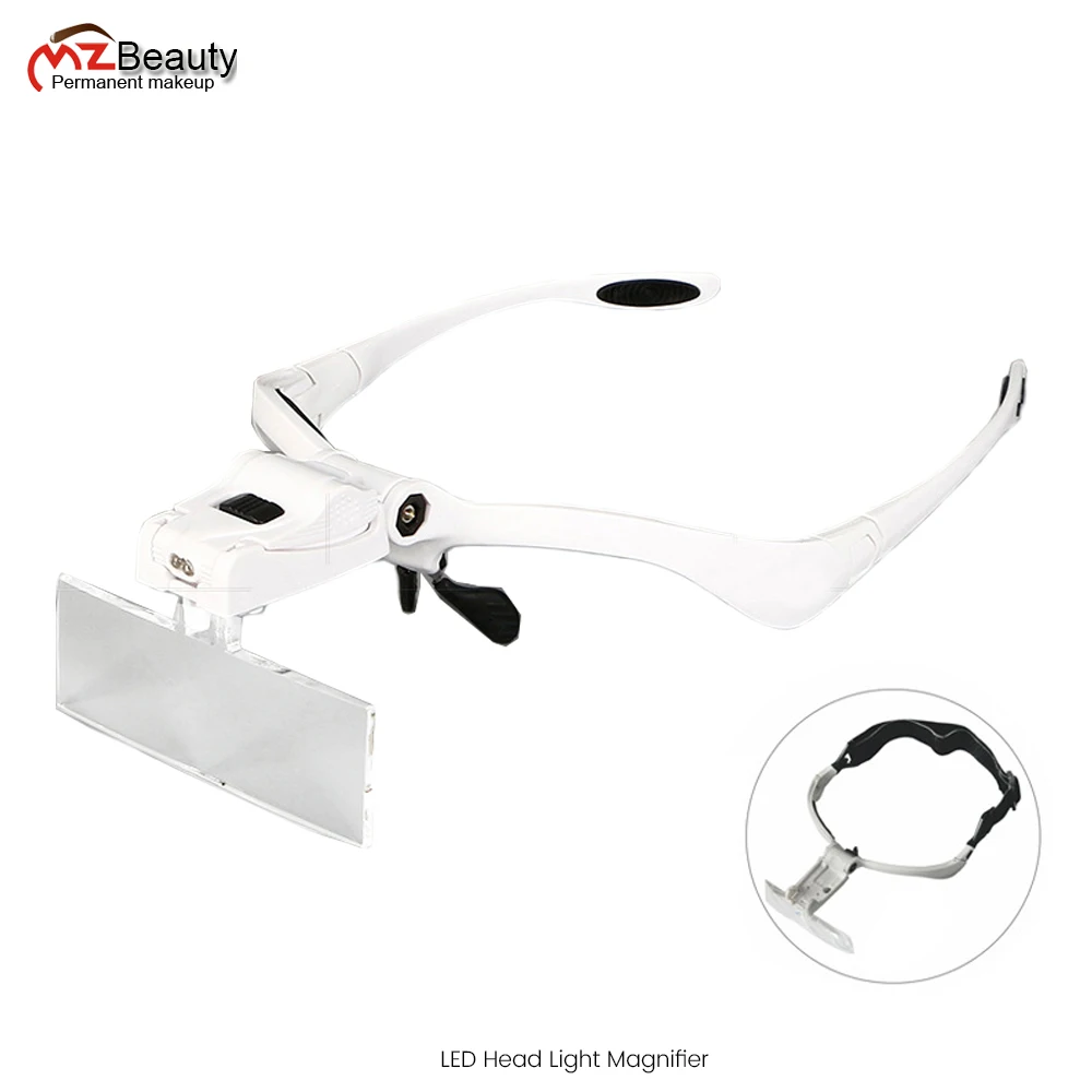 Eyeglasses Bracket Headband Interchangeable Magnifiers With2 LED Light For Grafting Eyelashes Microblading Eyebrow Tattoo Supply