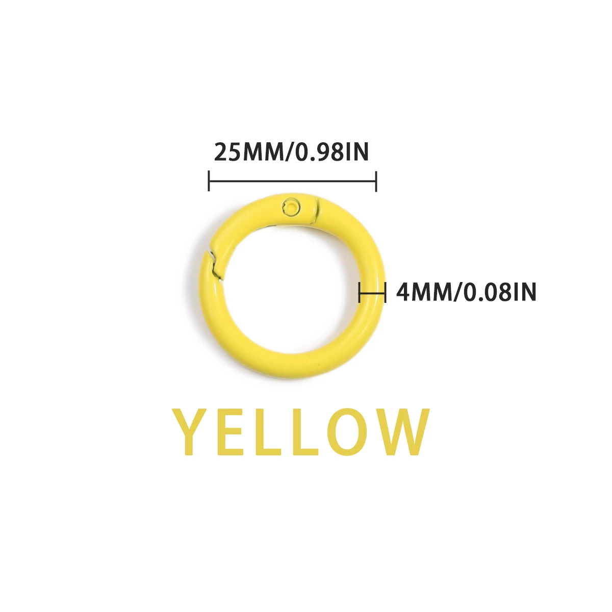 25mm Zinc Alloy Keyring Yellow Handmade DIY Suitable for Jewelry Making Beaded Necklaces Bags Wallets Clasps Links Accessories