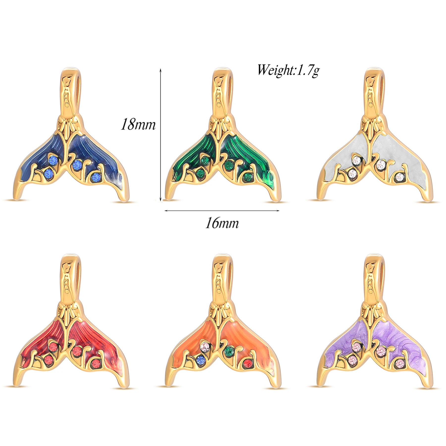 

10Pcs Golden Stainless Steel Base Mermaid Tail Charm 3D Fishtail Pendant for Jewelry Making DIY SeaStyle Charms Accessories