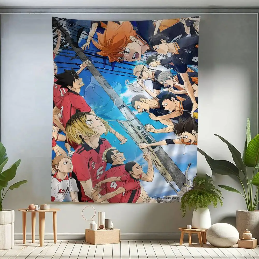 H-Haikyuu Anime Volleyball Colorful Tapestry Wall Hanging Bohemian Wall Tapestries Mandala Wall Art Decor