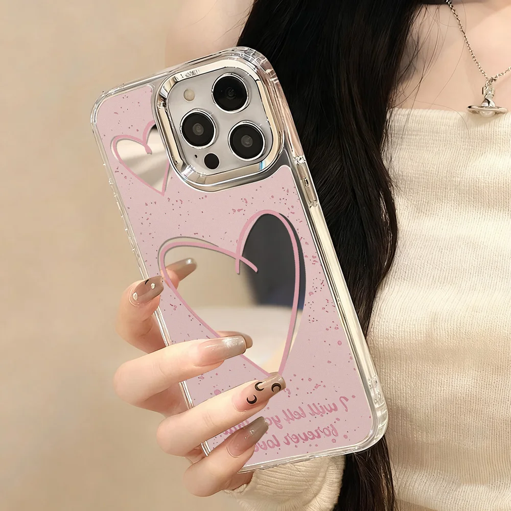 Luxury Make Up Mirror Phone Case For iPhone 17 Pro Max Air 16 13 11 15 14 12 16promax 17promax 15proma Love Heart Funda Cover - view 5