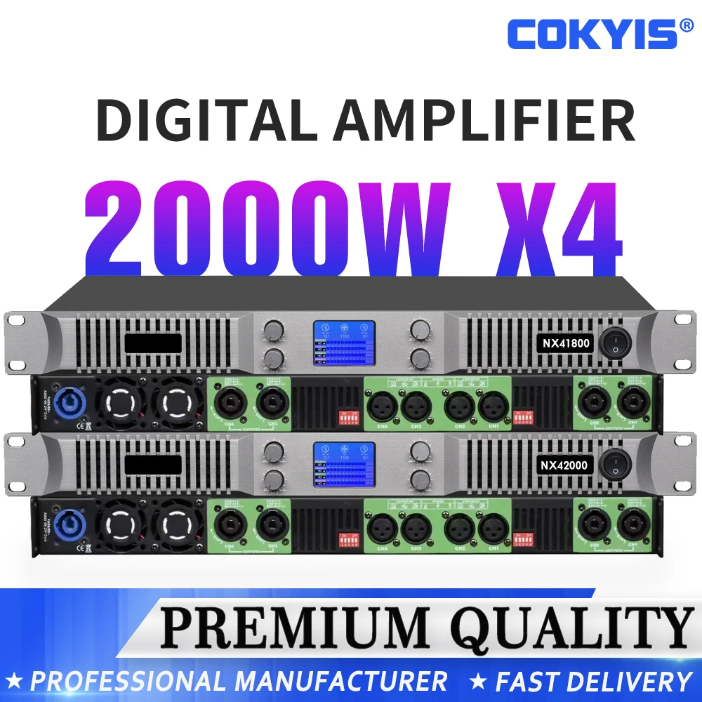 

Digital Professional Aamplifier 1U 4 channel audio high Power amplifier Home Theater Subwoofer DJ Stage Room Karaoke 2000WX4 pow