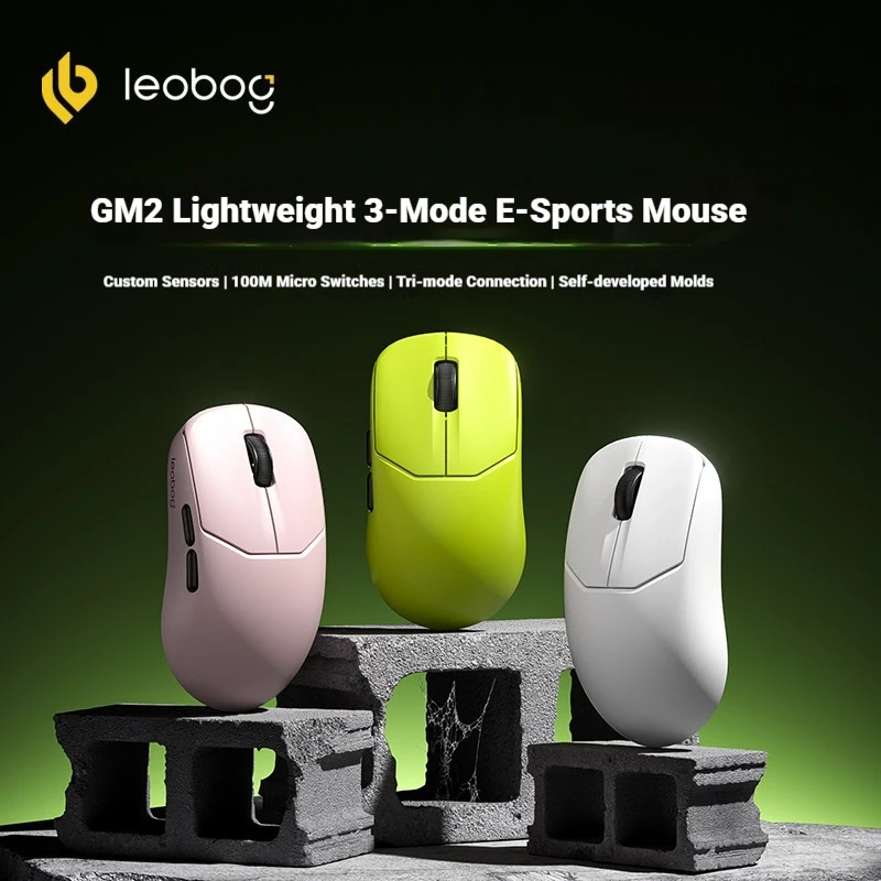 LEOBOG GM2 Wireless Mouse Gaming Lightweight Ergonomic Office Mouse Bluetooth FPS LOL E-Sports PC Tri-Mode 1000HZ