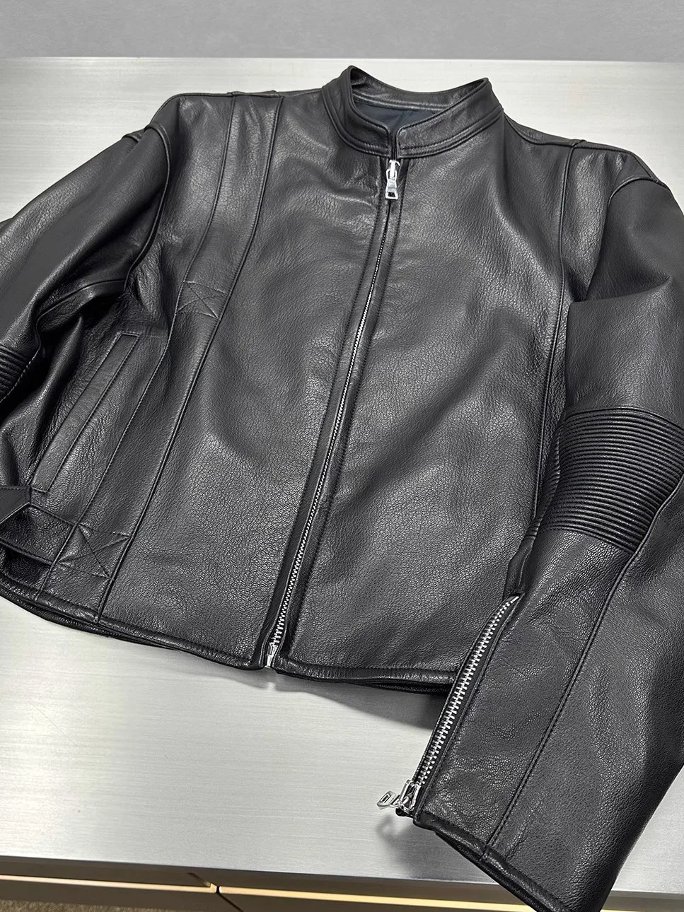 

Retro Heavyweight Men's Knight Leather Jaet Motorcycle Racing ort Coat Loose Fit Autumn Busin Casual Zipper Closure Pu...