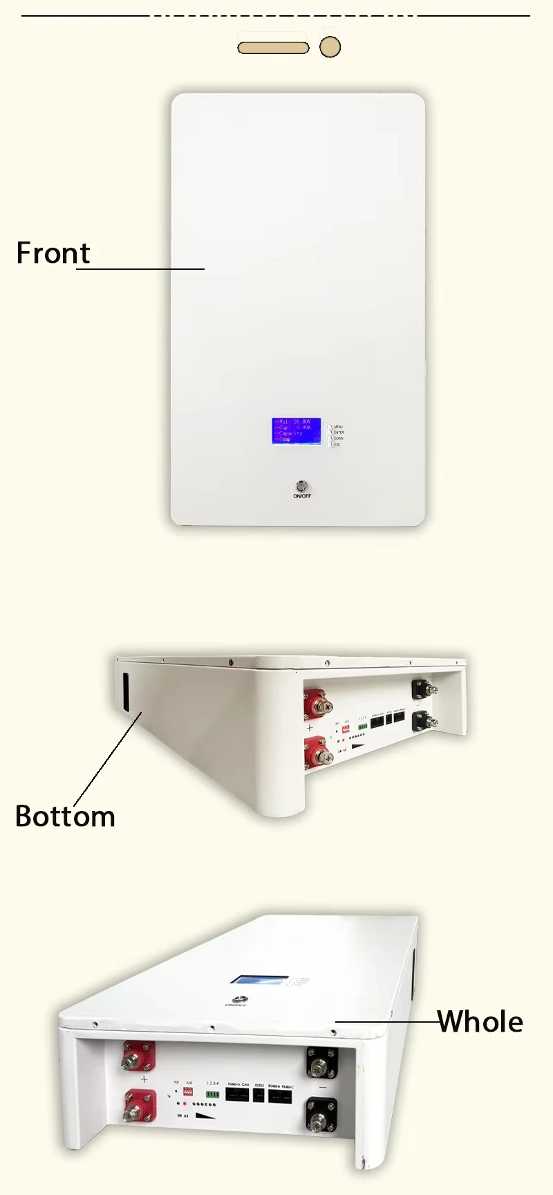 Solarbatterie Home Energy Storage Cycle Life 8500 LiFePO4 Wandmontierte 48 V 51,2 V Lithium-Solarenergiespeichersystembatterie