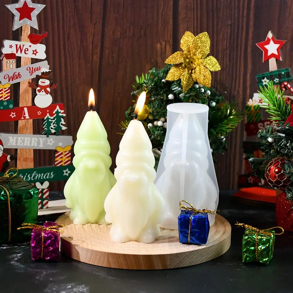 Molde de fundição de papai noel branco, molde epóxi de silicone 3d, gnome, vela, gadgets diy, acessórios artesanais, molde anão sem rosto